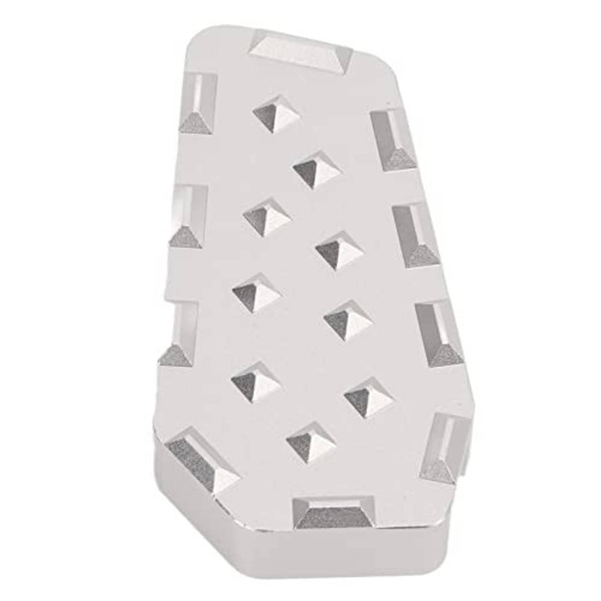 Silver anti-slip brake pedal insert with raised diamond traction blocks