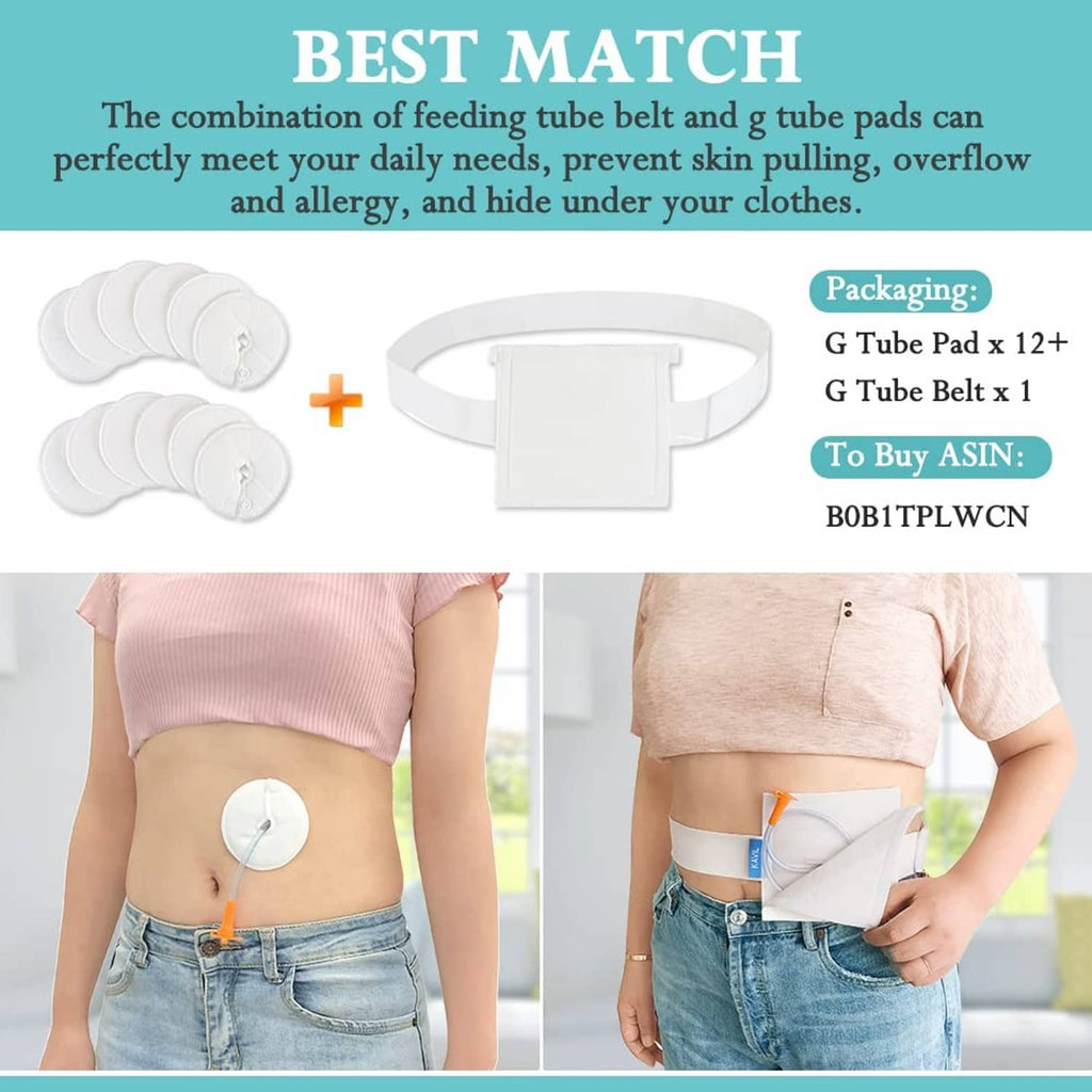 Button cover pads set shown with matching feeding tube belt and holder