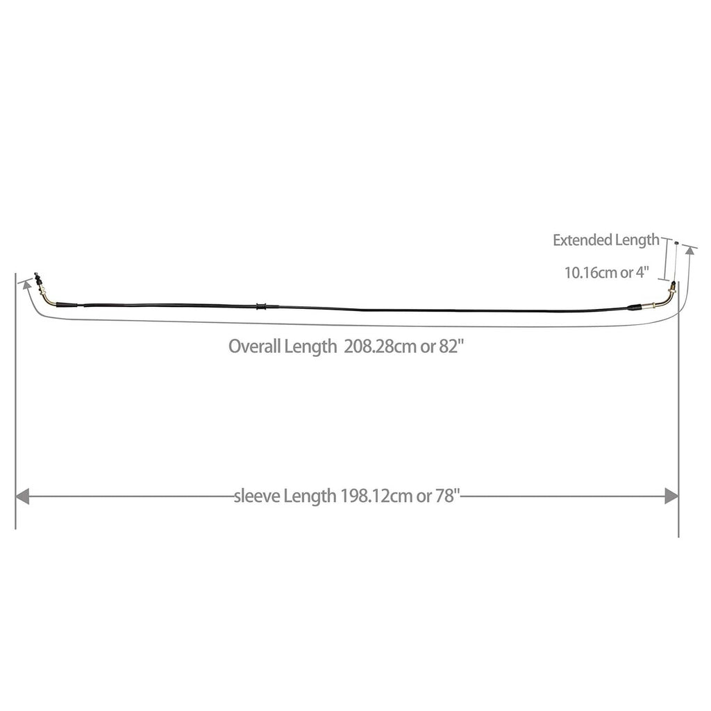 Throttle cable size diagram: overall 82 in, sleeve 78 in, extended 4 in