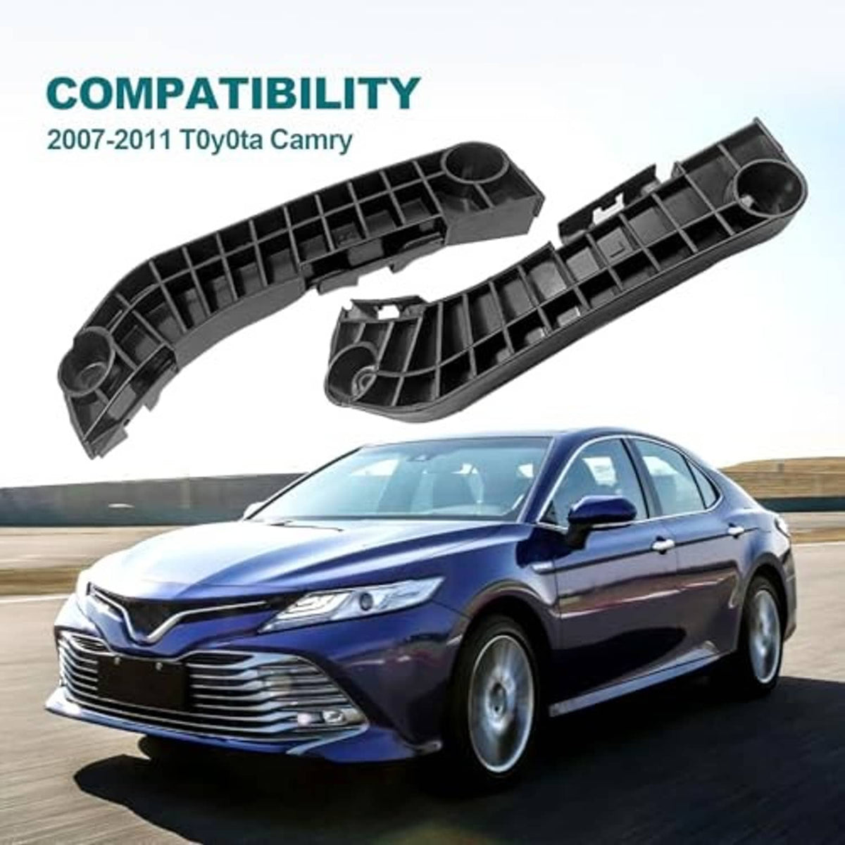Front bumper bracket for front fascia, black plastic lattice support pair