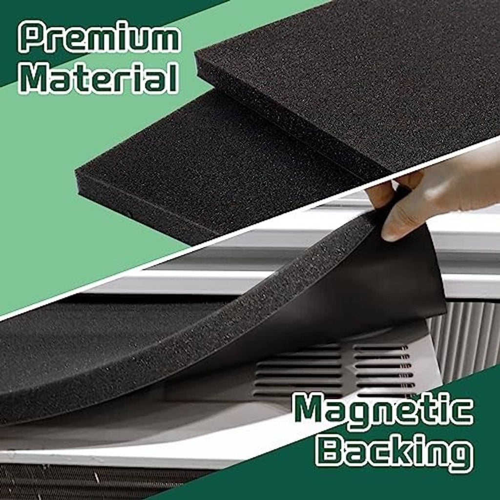 Close-up of black drip cushion foam with magnetic backing shown on AC intake area