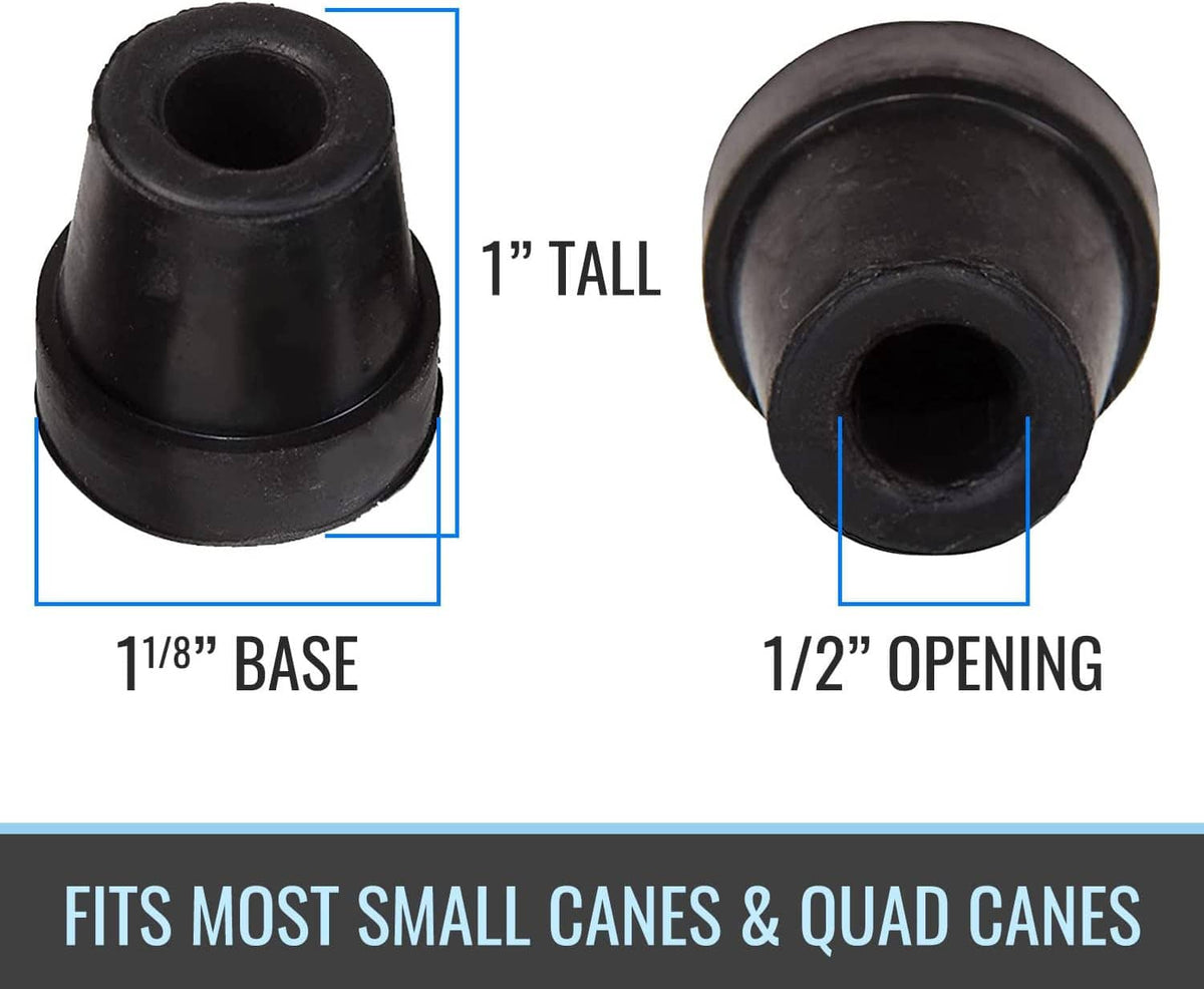 Black rubber cane tip set with circular openings and flared base