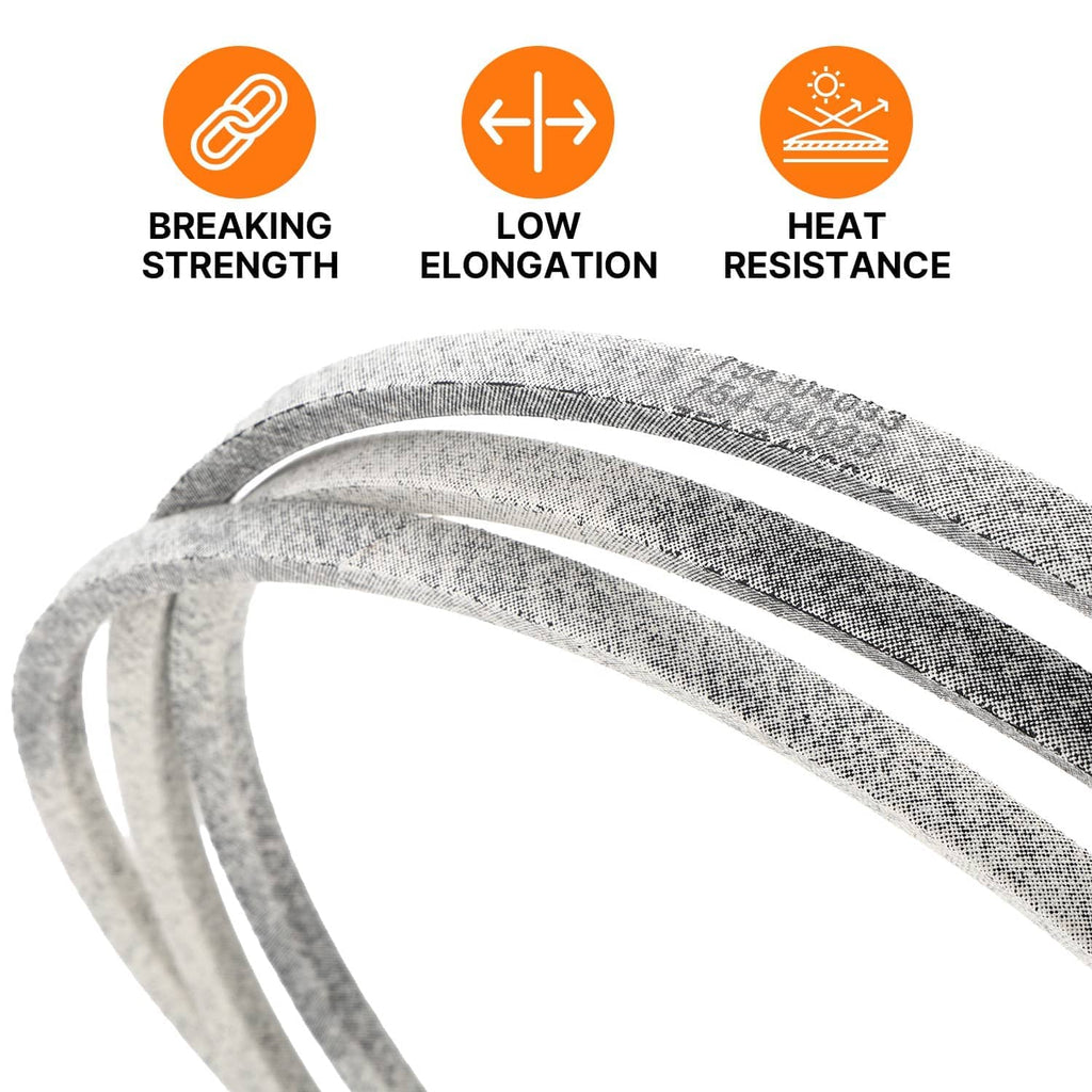 Gray deck V-belt loop with double ribs and textured fabric surface