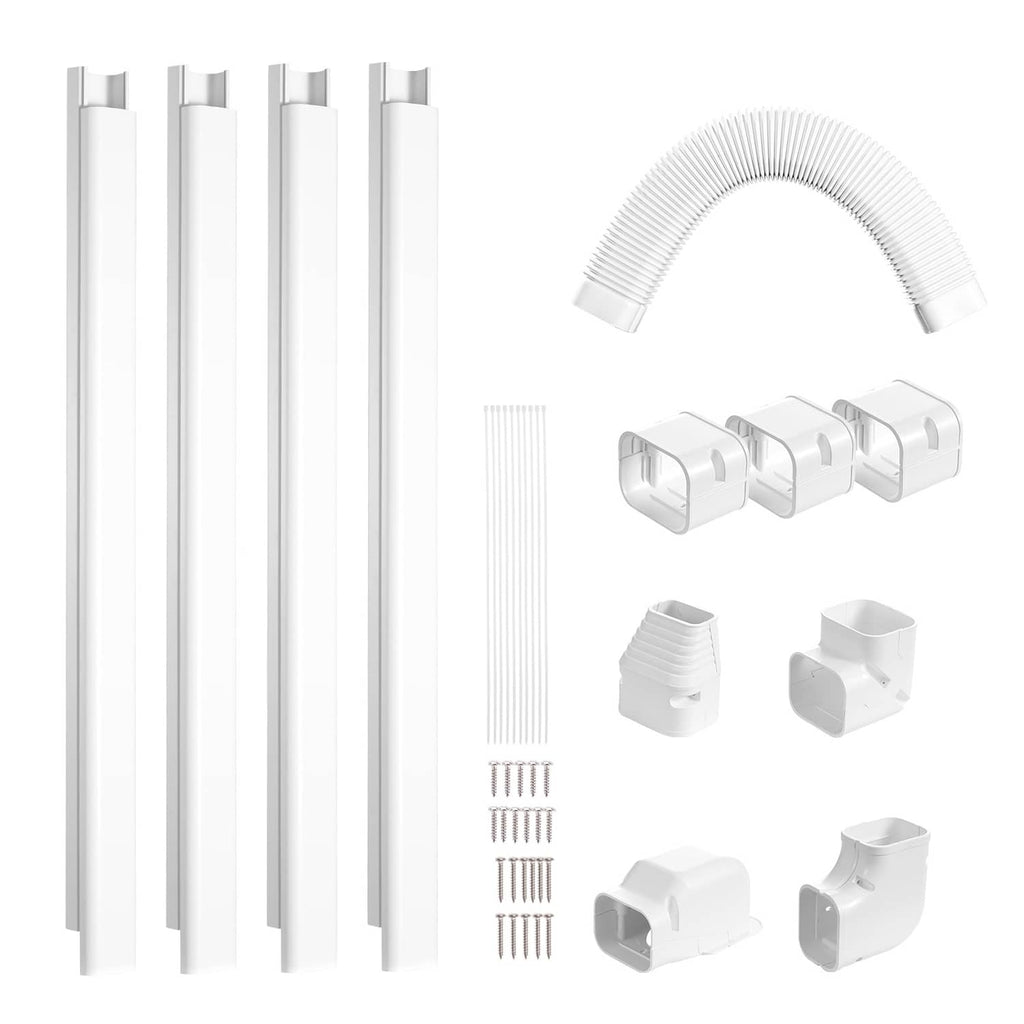 PVC line set cover kit with long duct covers and multiple elbow connectors