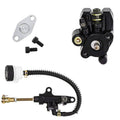 Brake caliper and rear master cylinder assembly with hose, fittings, and mounting bolts