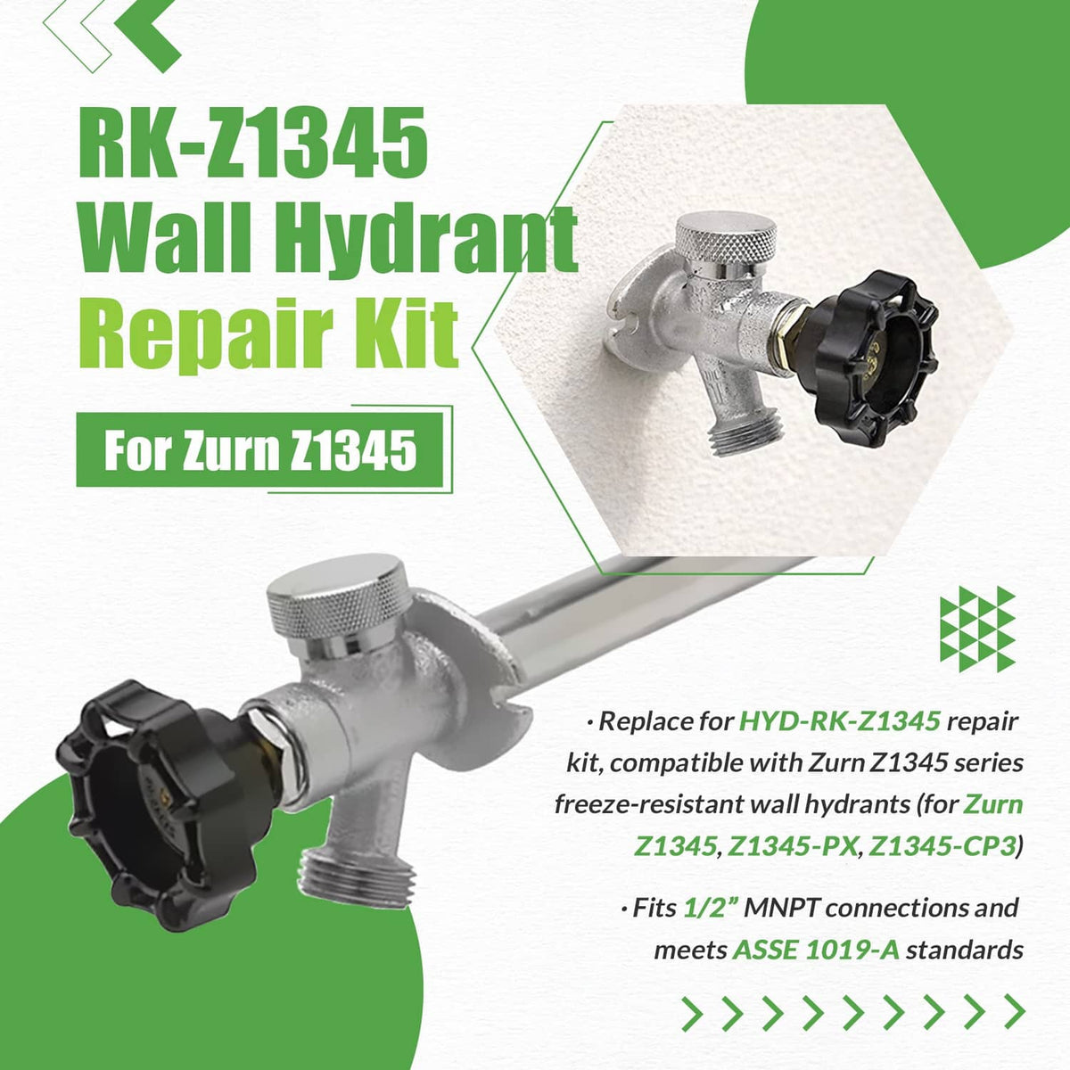 Wall hydrant repair kit with assembled valve section and included ring and screws