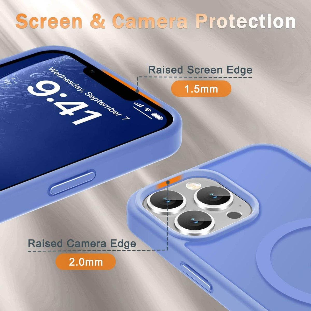 Matte purple case with raised screen and camera edges for extra protection