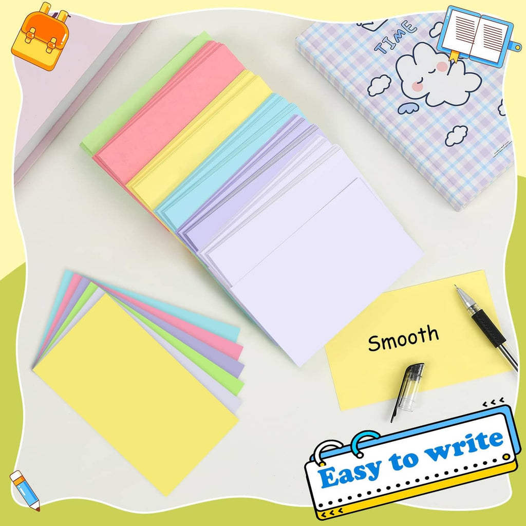 Pastel and bright blank index cards, 4x6 inch, smooth writing areas