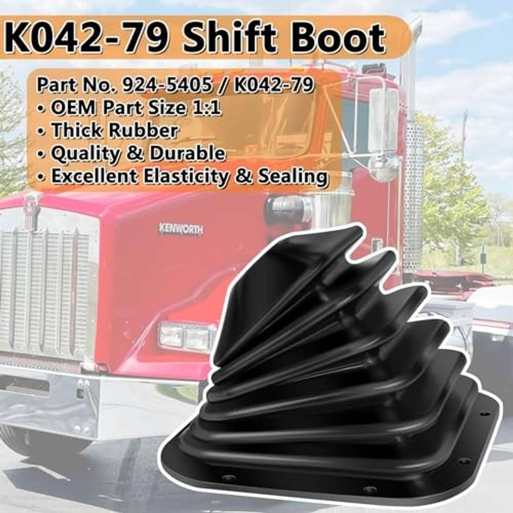 Black rubber shift boot for truck cab with domed top and layered pleats