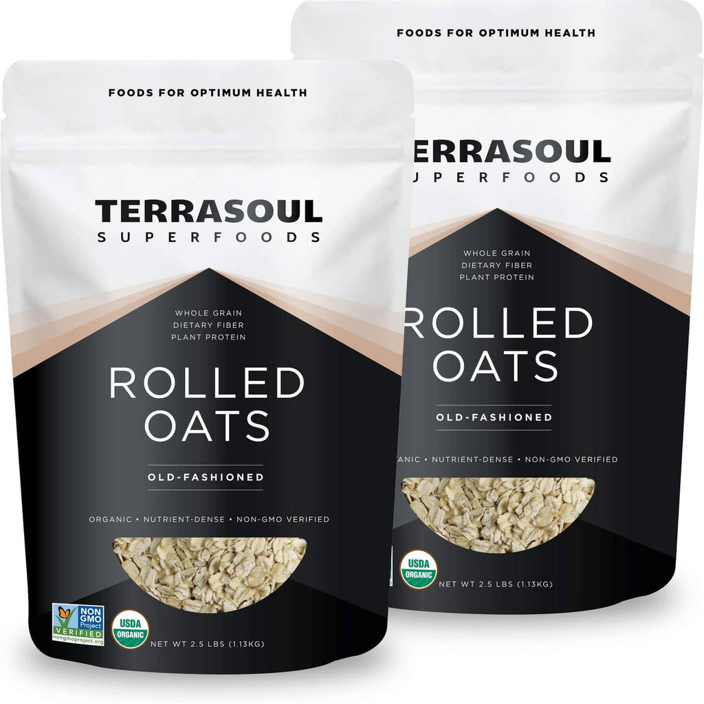 Terrasoul rolled oats pouch with “Rolled Oats” label and old-fashioned text