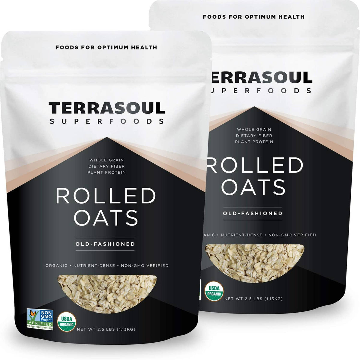 Terrasoul rolled oats pouch with “Rolled Oats” label and old-fashioned text