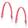 Rose red leather purse handle straps with swivel clasps, 10 in, 2-pack