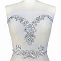 Rhinestone and crystal beaded V-neck sequin neckline trim, scalloped horseshoe design