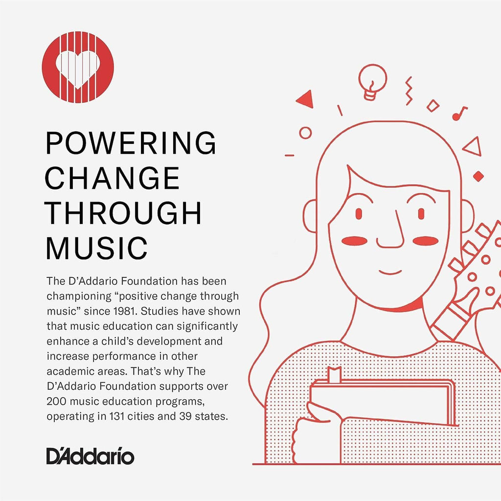 Powering Change Through Music graphic with D'Addario logo