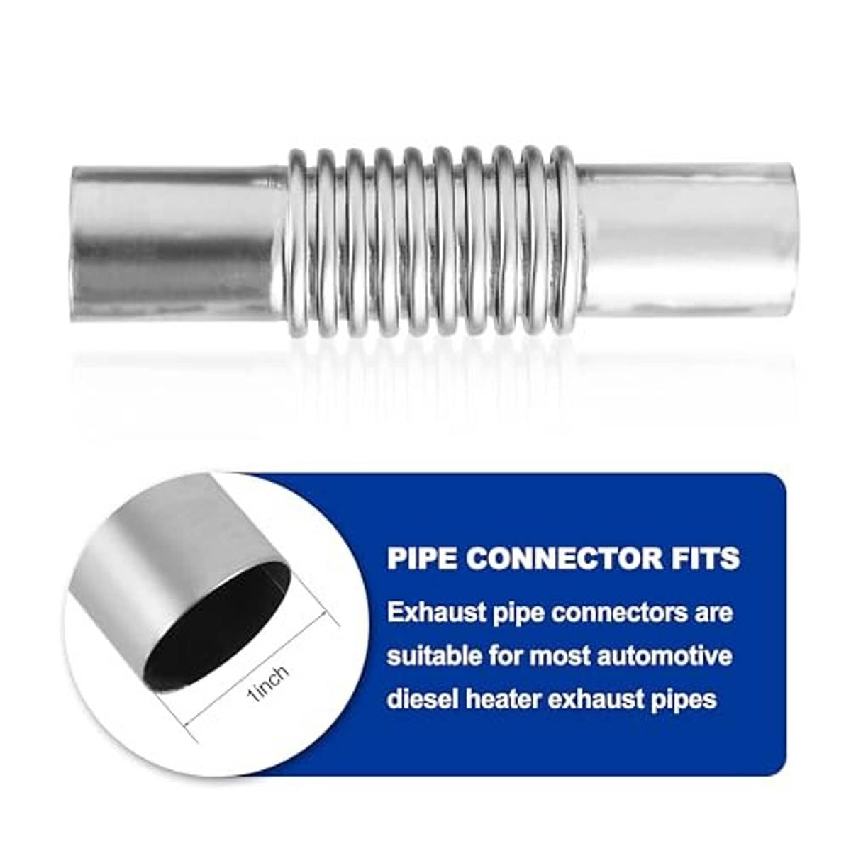 Stainless steel straight exhaust pipe connector with corrugated spring sleeve