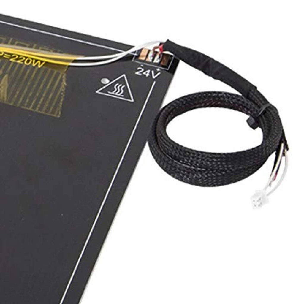 Heated printer bed cable with 24V connector and braided wiring