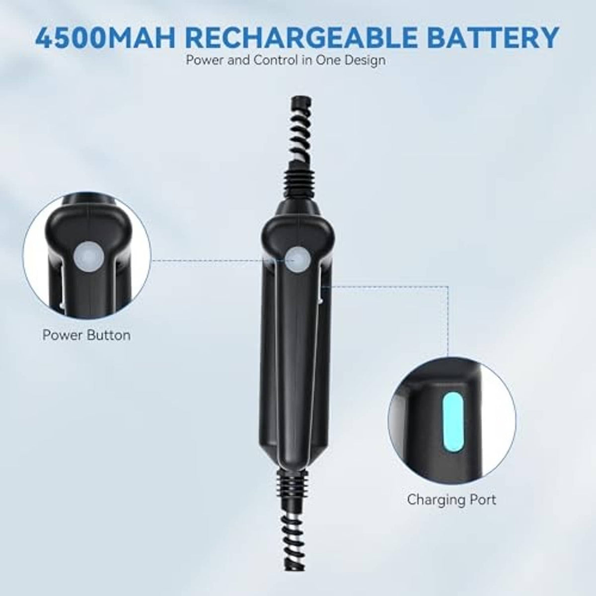 Rechargeable black battery controller with charging port for portable misting system