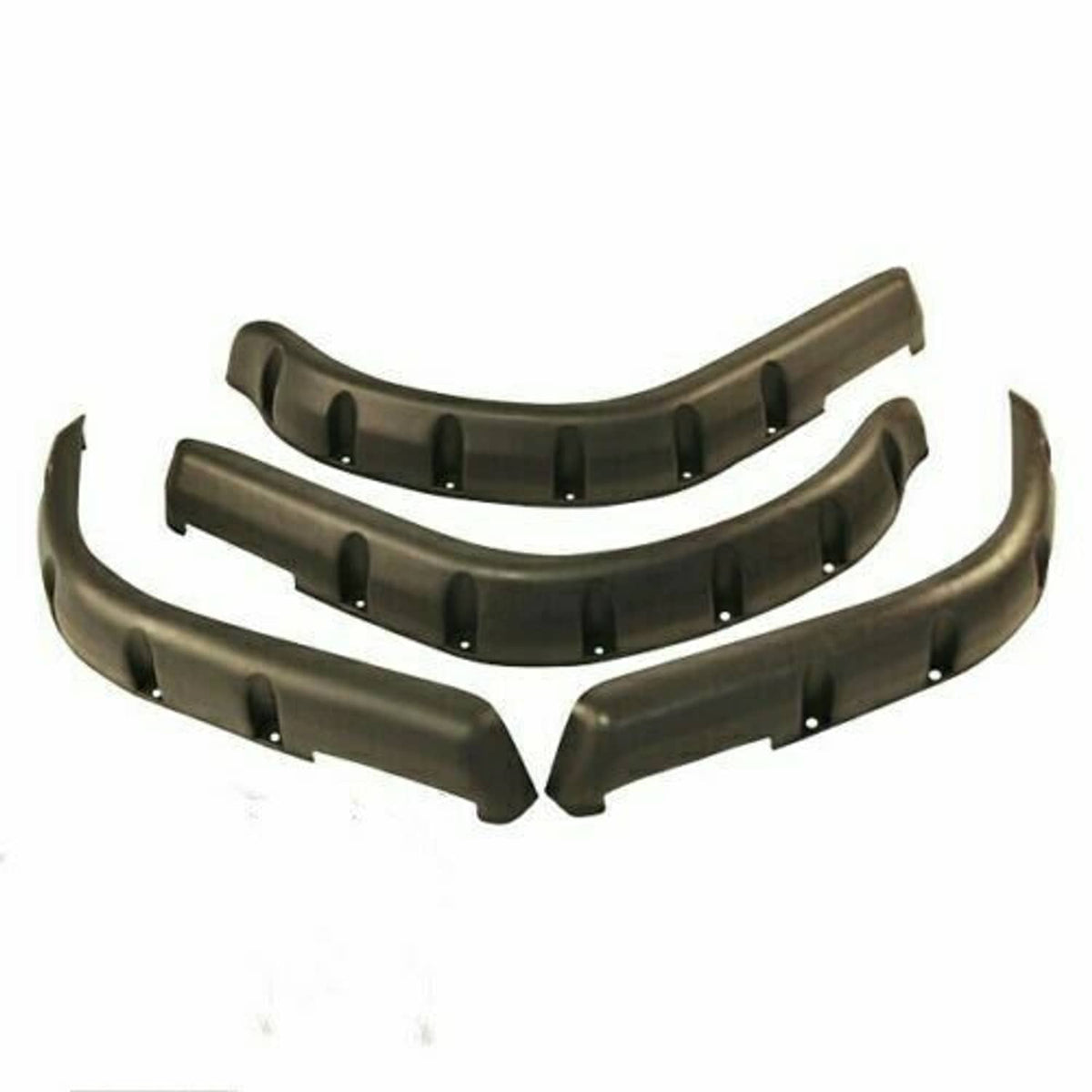 Dark fender flare set with mounting tabs and holes