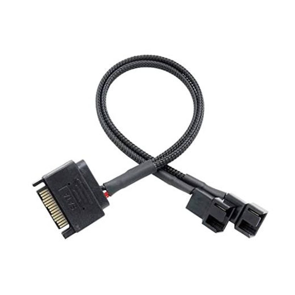 SATA to dual 4-pin fan adapter cable, braided black connectors
