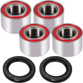 Wheel bearing and seal set with silver housing and red inner seal, plus black ring seals