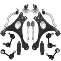 Front suspension control arm kit with link rods, ball joints, and bushings, black parts