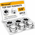 Set of 6 silver 5/8 in push nut axle caps, spring steel top-hat style