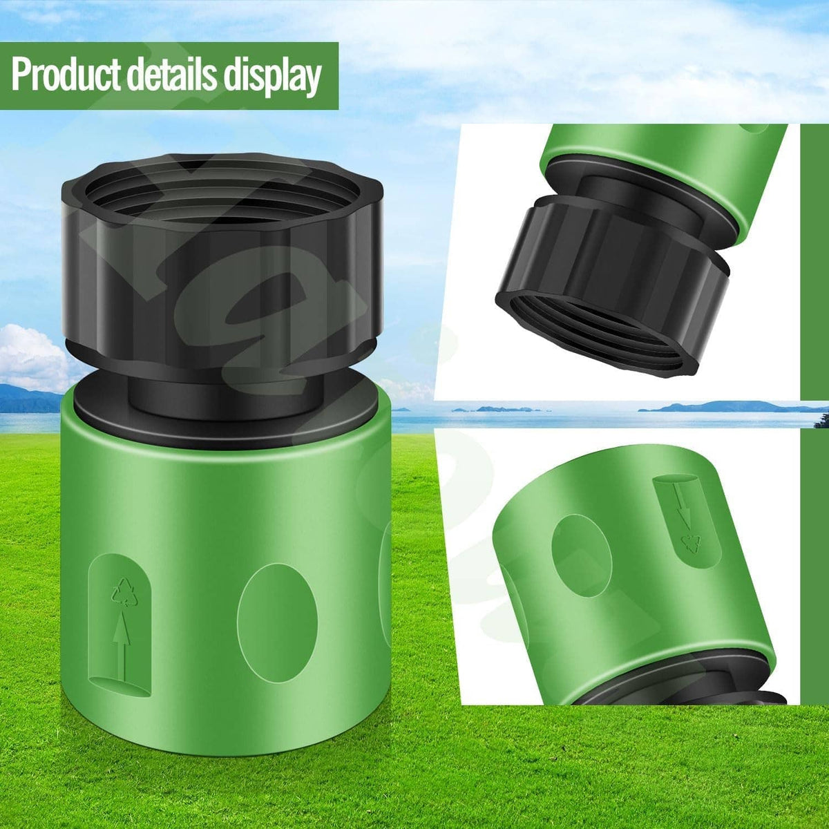 Lawn mower deck wash kit cylinder with black threaded top and side inlet