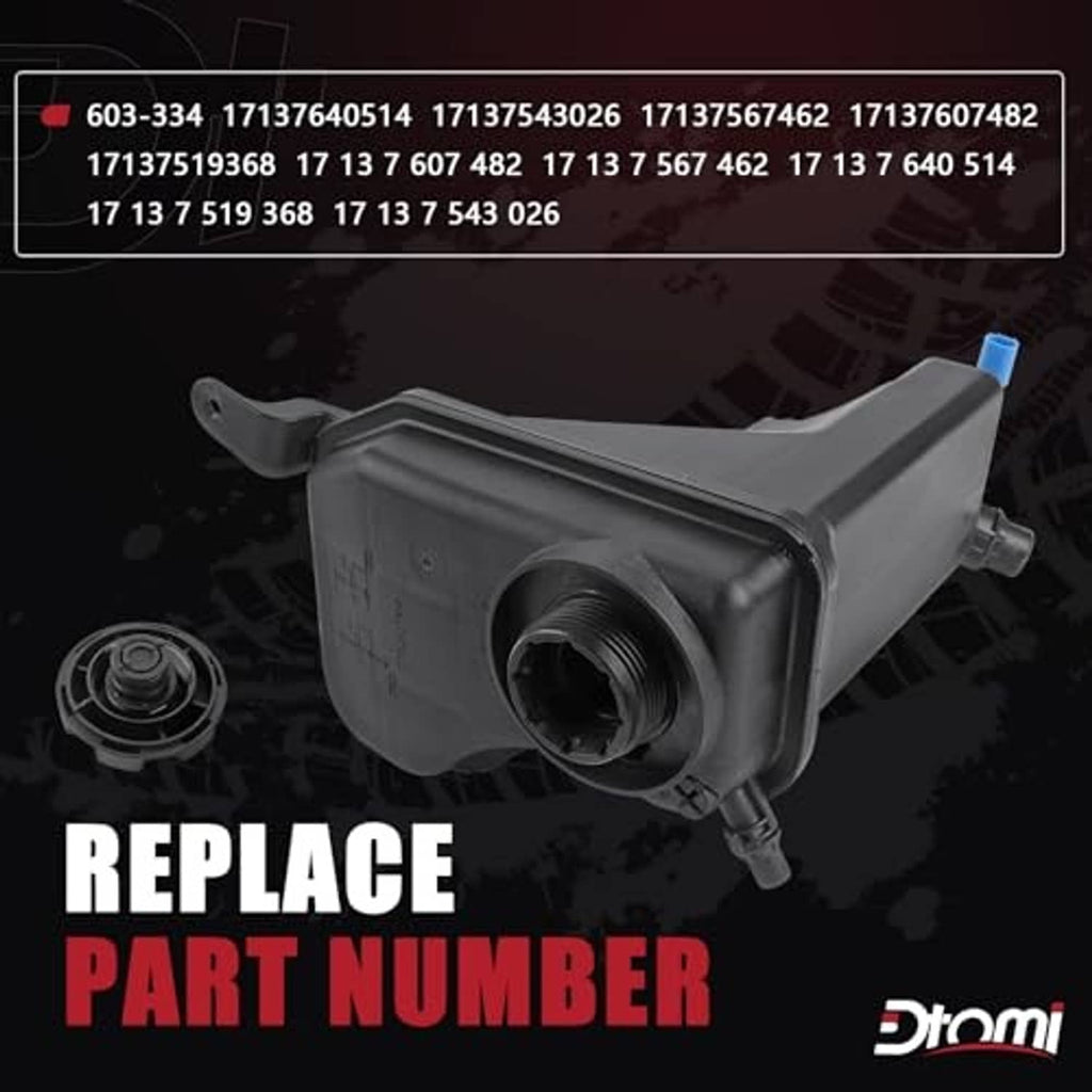 Gray coolant reservoir expansion tank with threaded neck and hose connections
