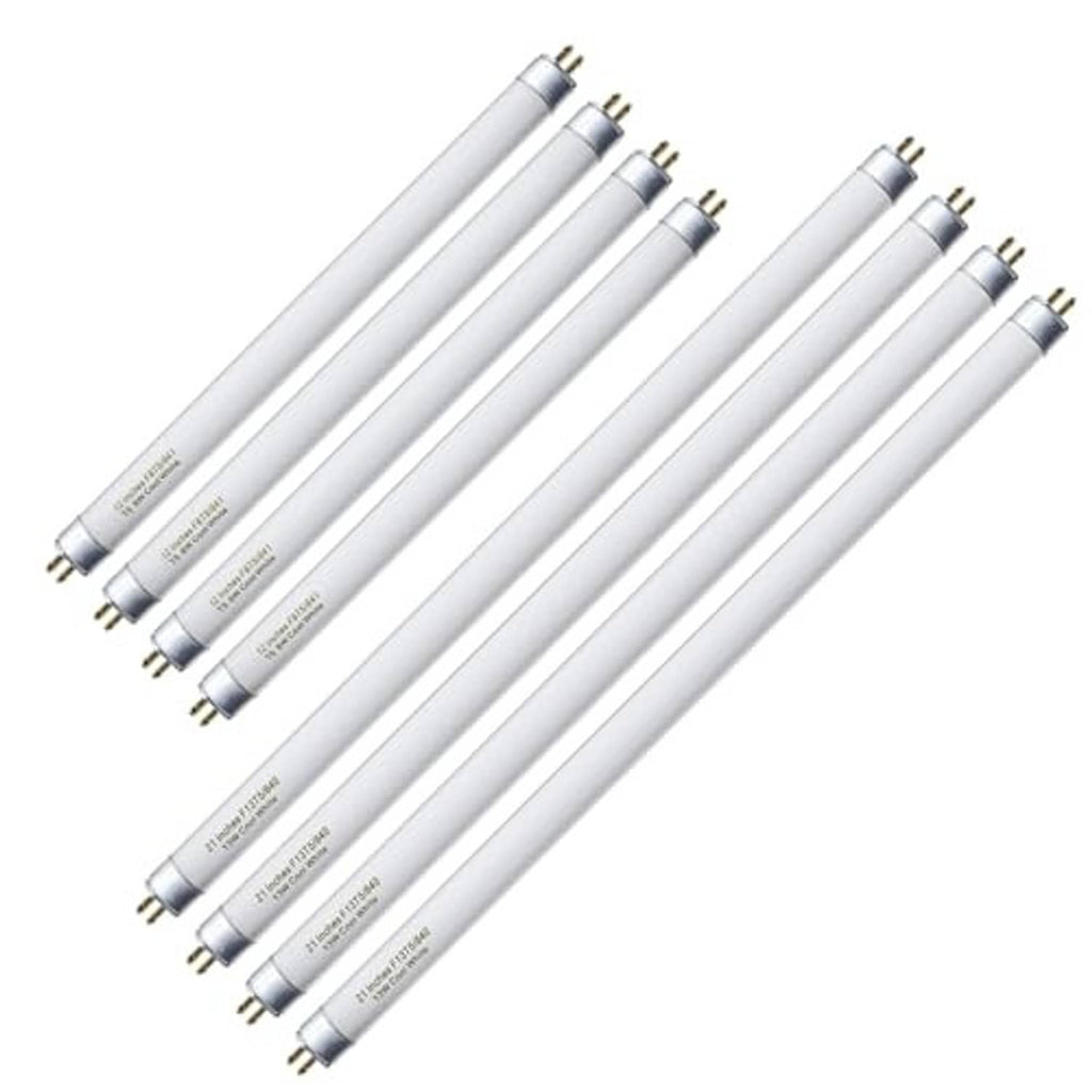 Set of white T5 fluorescent tubes with G5 bi-pin connectors, multiple pieces