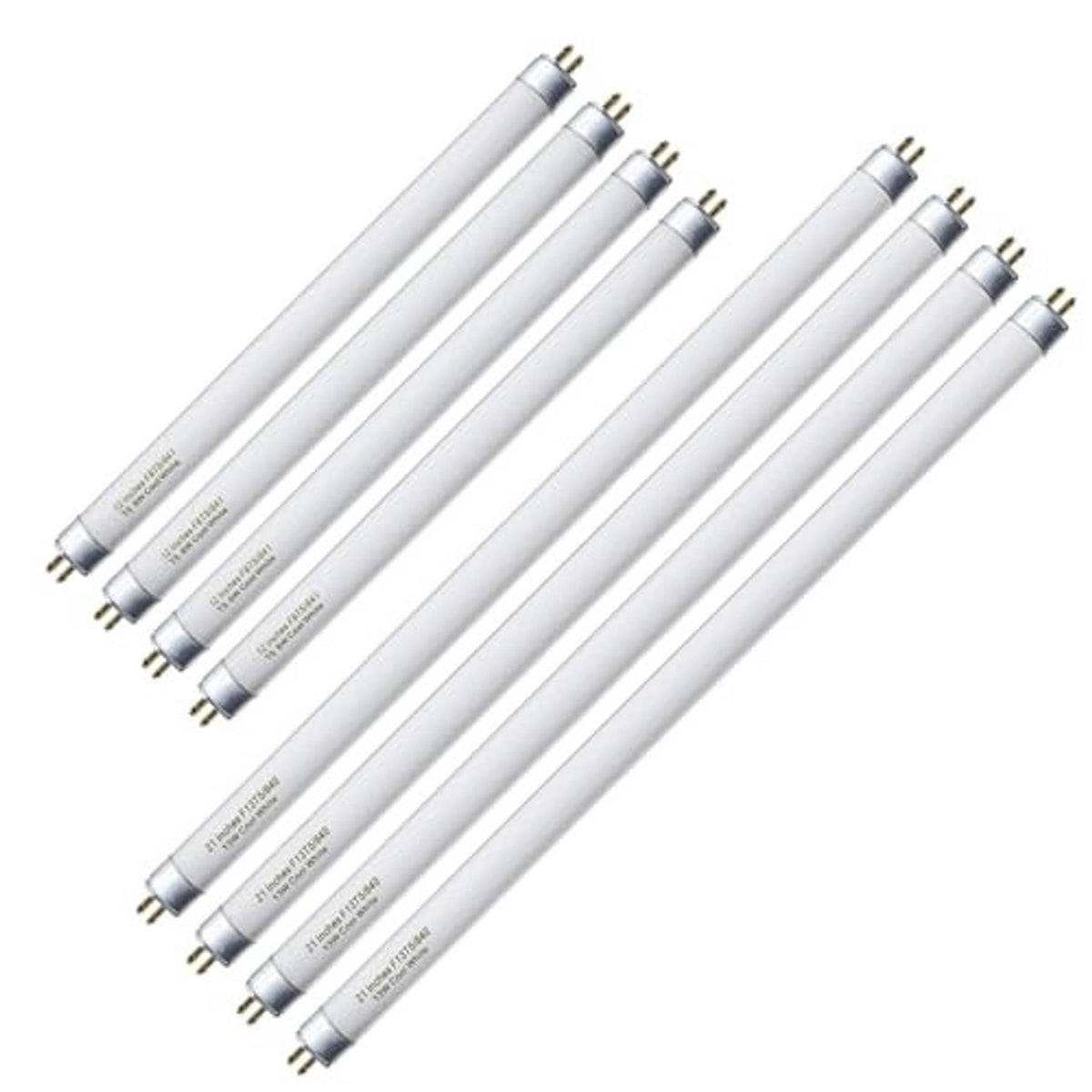 Set of white T5 fluorescent tubes with G5 bi-pin connectors, multiple pieces