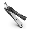 Ingrown nail clipper with slant curved blade and black handle, stainless-steel head