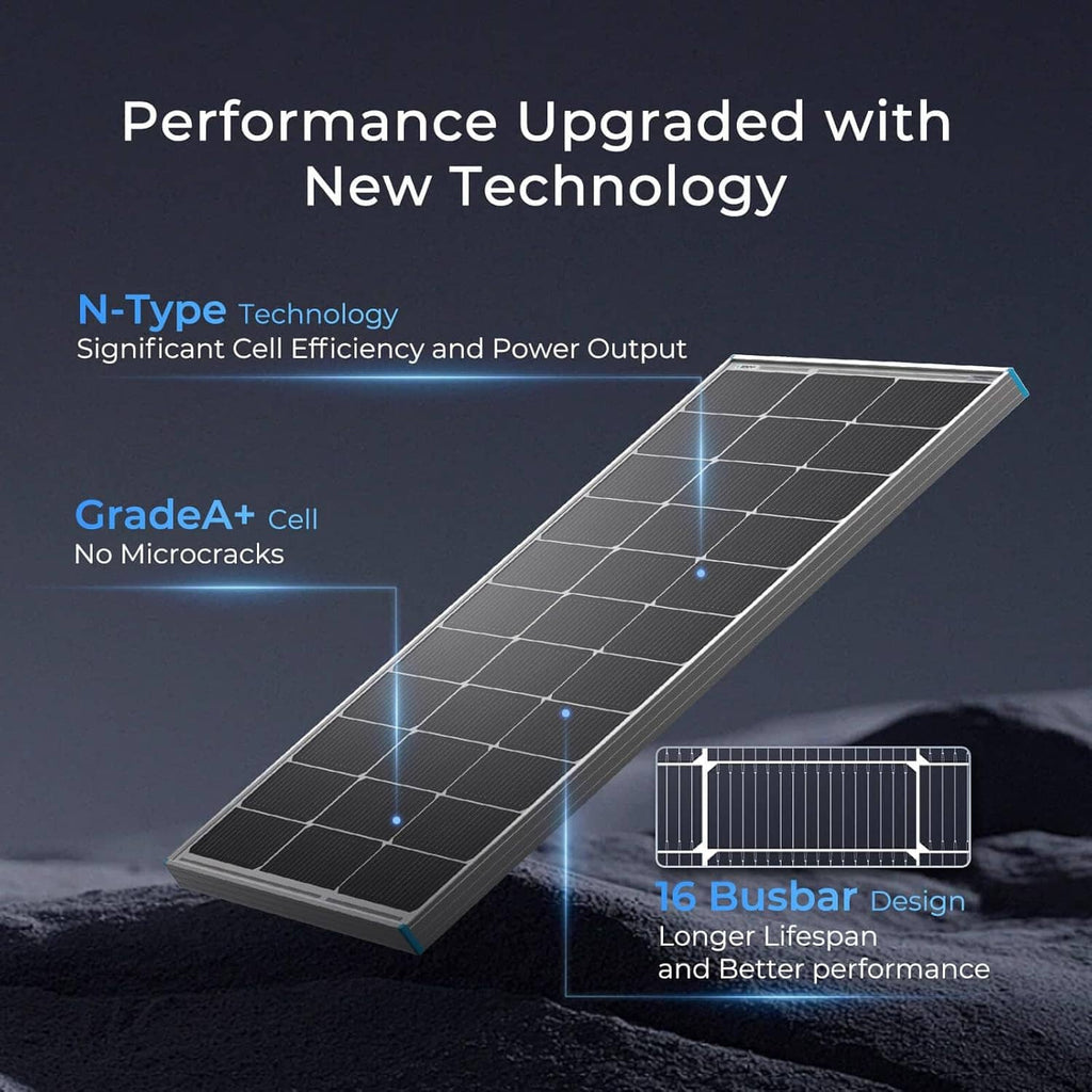 Solar panel with angled cell grid and busbar design inset