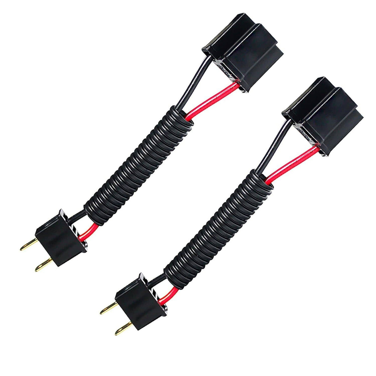 Headlight wiring adapter harness, 2-pin to 3-prong connectors with red wire pair