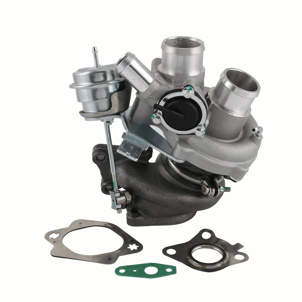 Right-hand turbocharger assembly with inlet outlet ports and included gasket set