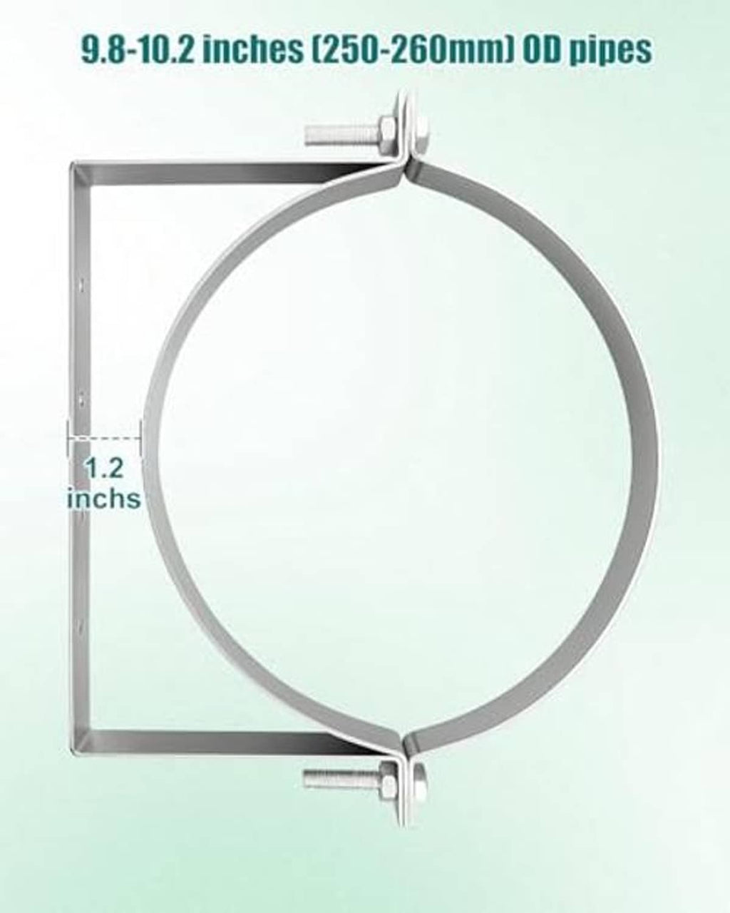 Steel rigid split-ring pipe hanger for 9.8–10.2 in OD pipes, adjustable bracket
