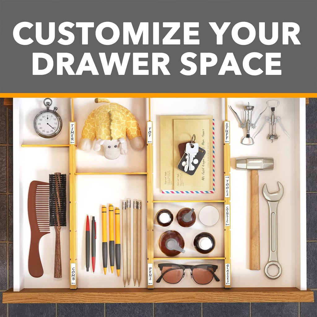 Bamboo drawer divider inserts customizing drawer space into small separated sections