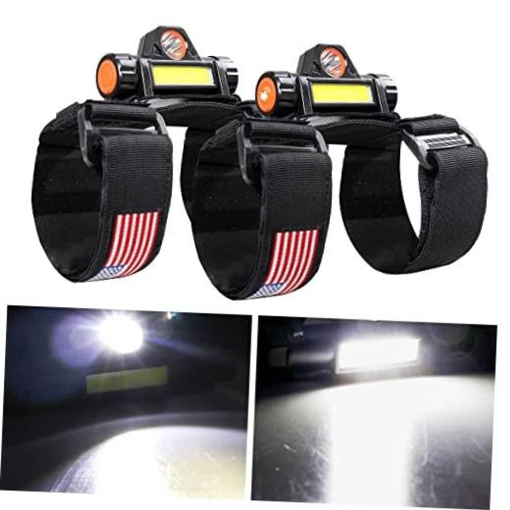 UTV roll bar dome light pair with black mounting straps, orange lenses, white LED glow