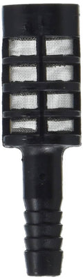 Black 3/8 in sprayer inlet strainer close-up with square mesh filter screen