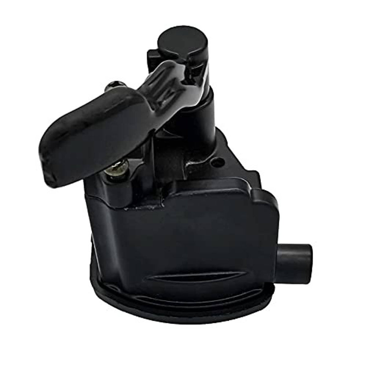 Black thumb throttle control lever assembly with curved lever handle