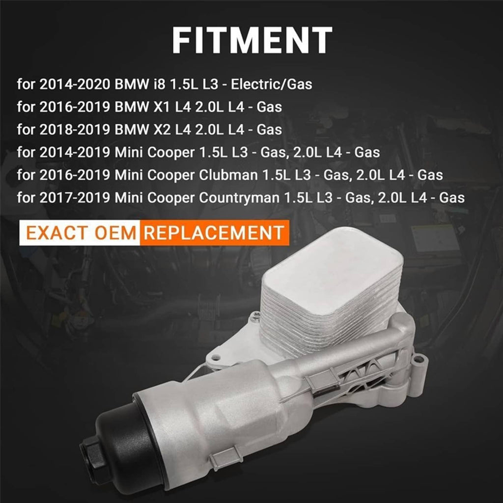 Oil cooler filter housing assembly with oil filter canister and black end mounts