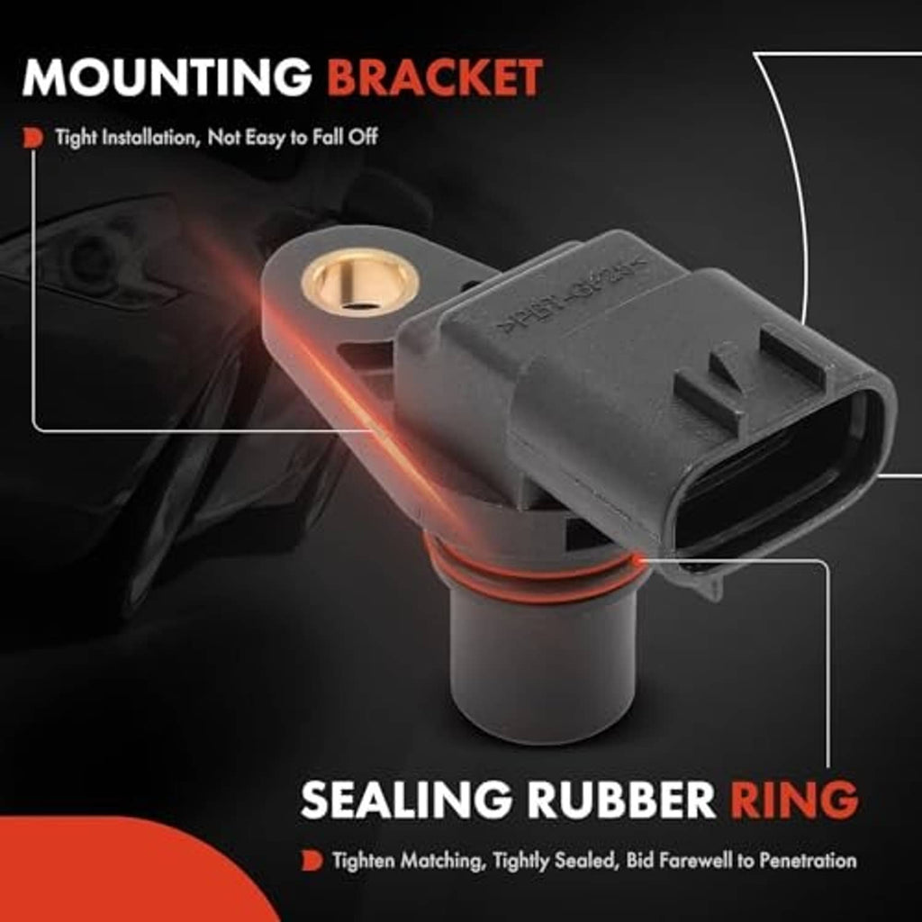 Camshaft position sensor with mounting bracket and sealing rubber ring, side view