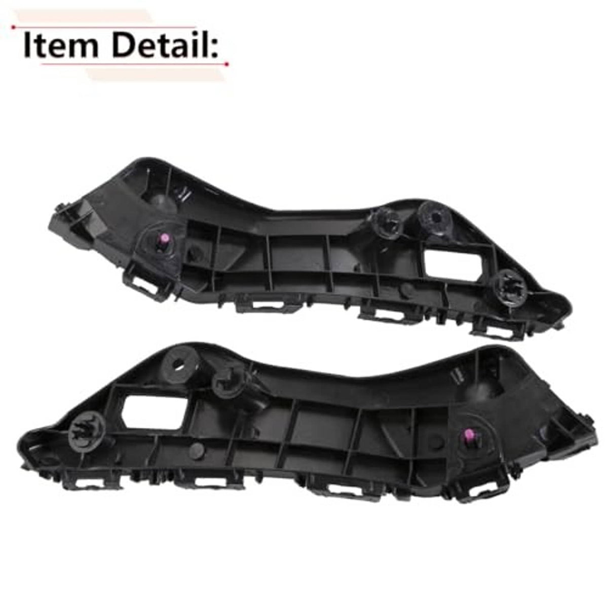 Pair of black bumper bracket housings with crossbar ribs and mounting holes