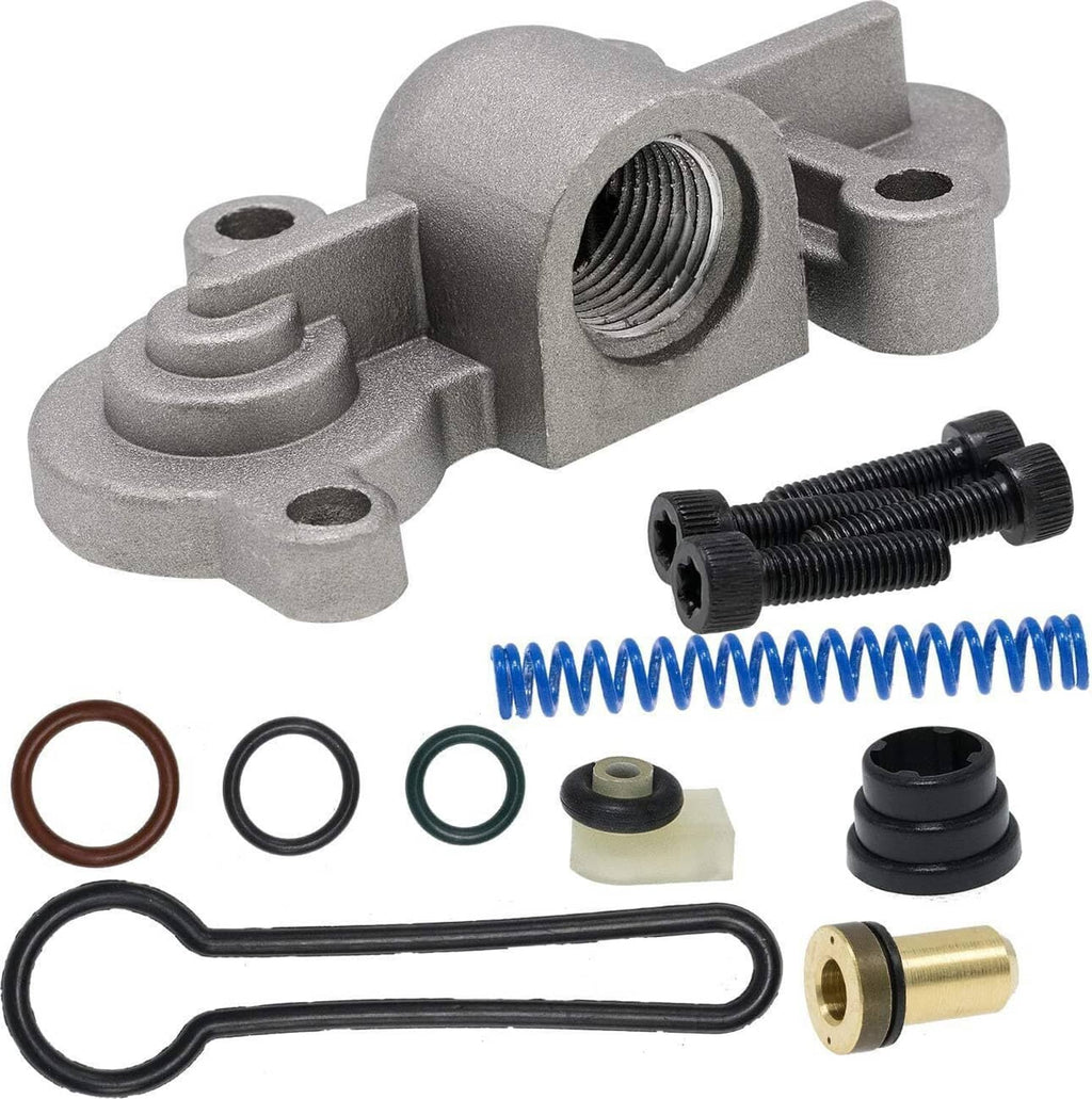 Spring fuel pressure regulator assembly with spring, seals, and brass piston fitting
