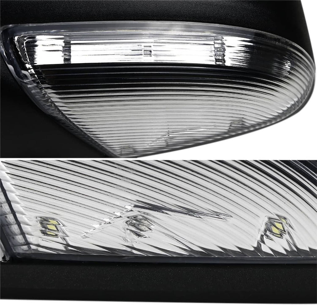 Integrated turn-signal lens with clear cover, side mirror lamp close-up