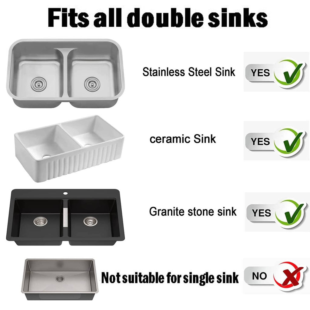 Dish wand holder designed for double sinks; black rack with U hooks