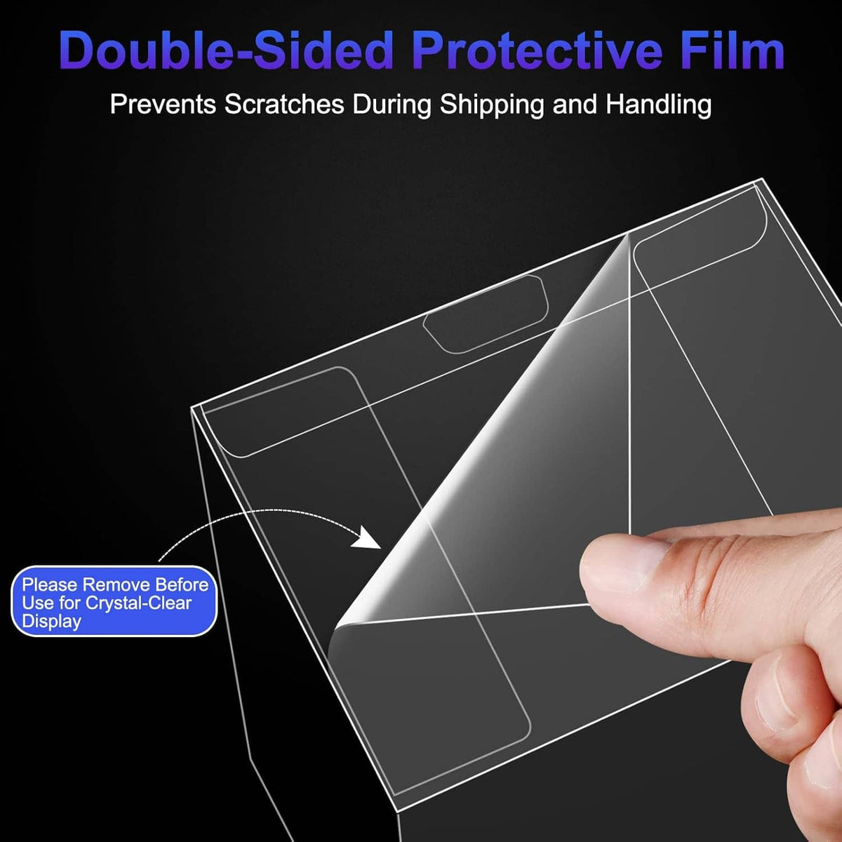 Double-sided protective film sheet for clear cases to help prevent scratches