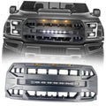 Matte black front grille replacement with central LED bar and amber marker lights