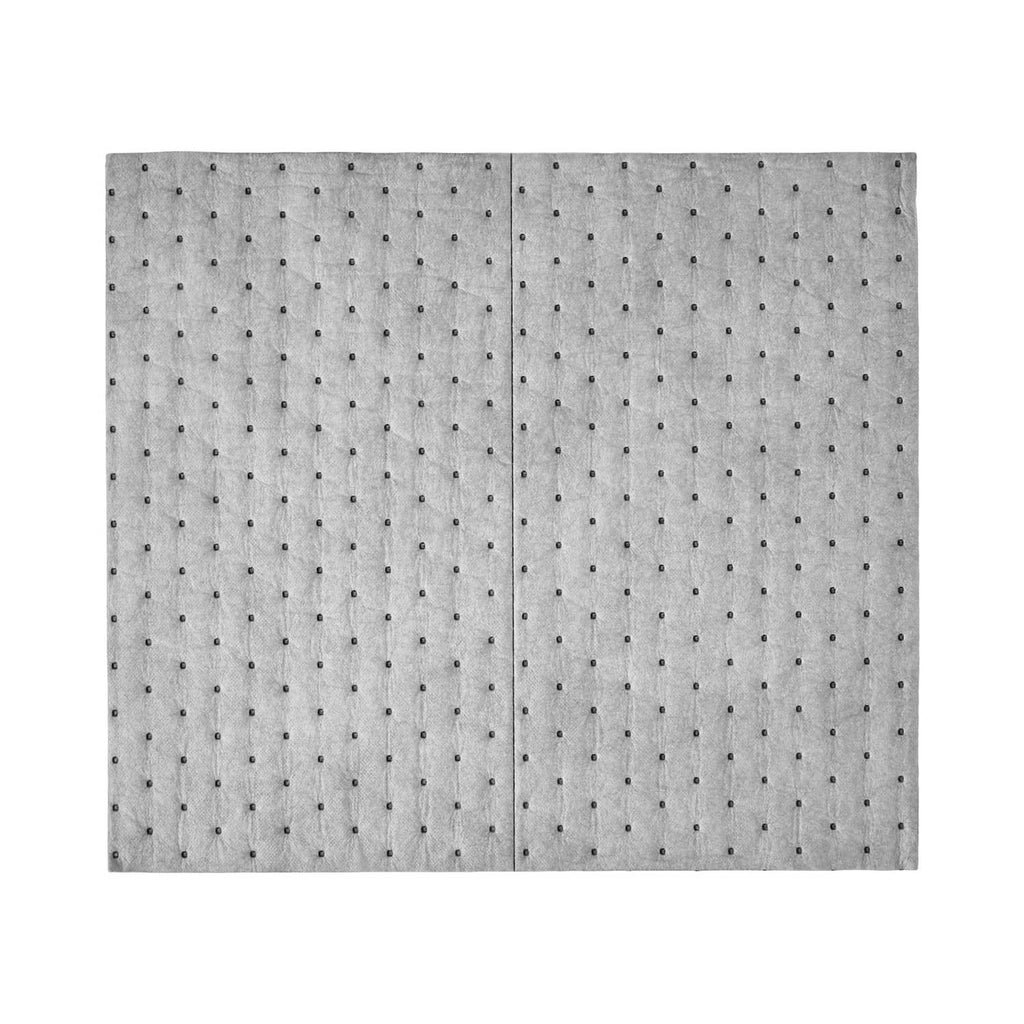 Oil and water absorbent pads, flat gray sheet with perforated dots pattern