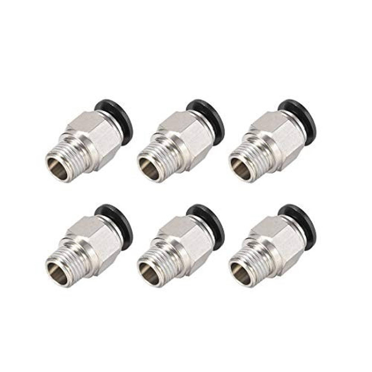 Set of straight push-to-quick connect fittings with 1/4NPT threads and black push collars