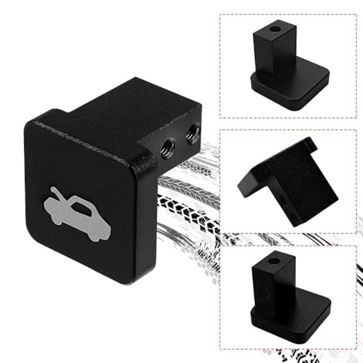 Black hood latch release handle block with mounting holes, showing accessory fitment